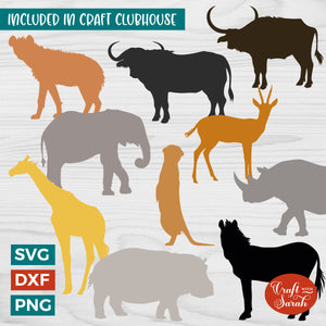 African Animal SVGs | African Animal Silhouette Cutting Files