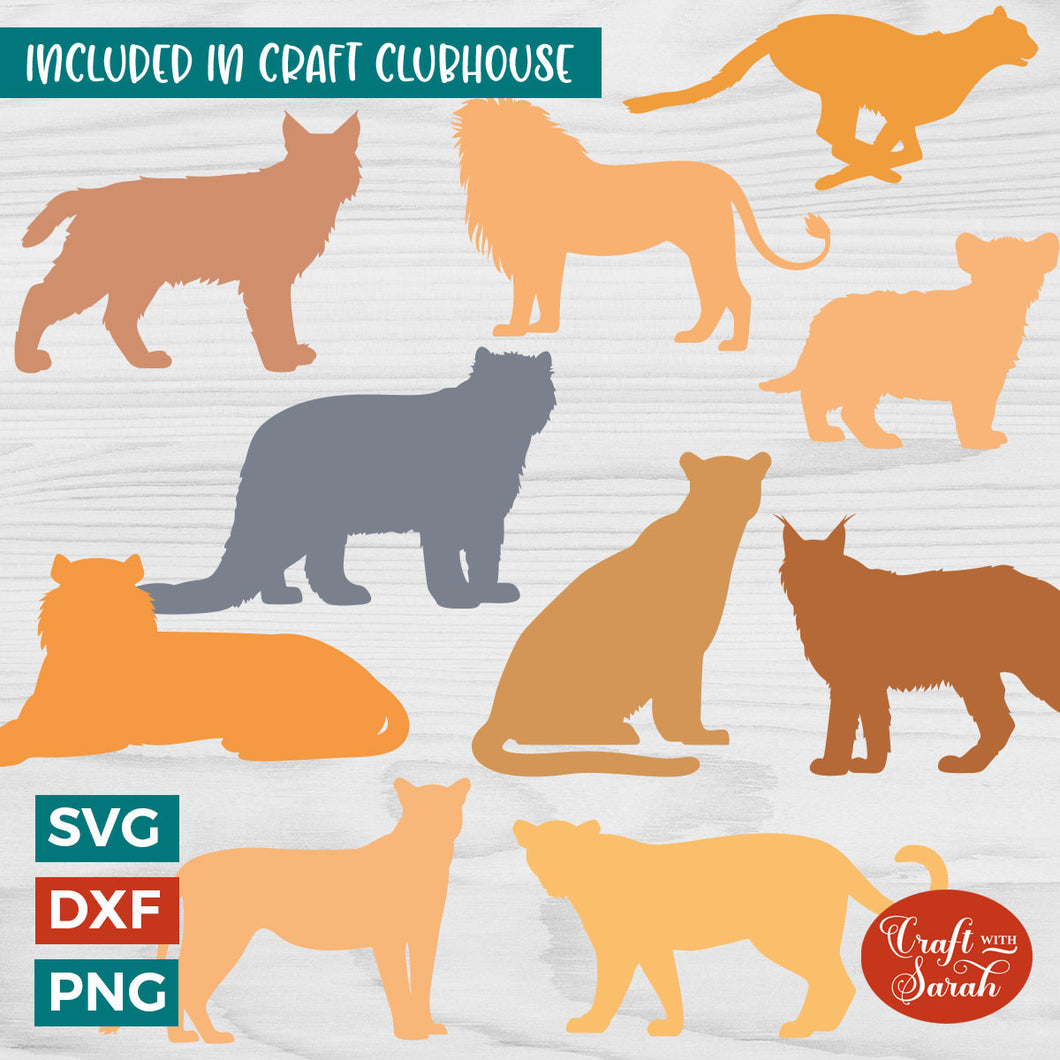 Big Cat SVGs | Big Cat Silhouette Cutting Files
