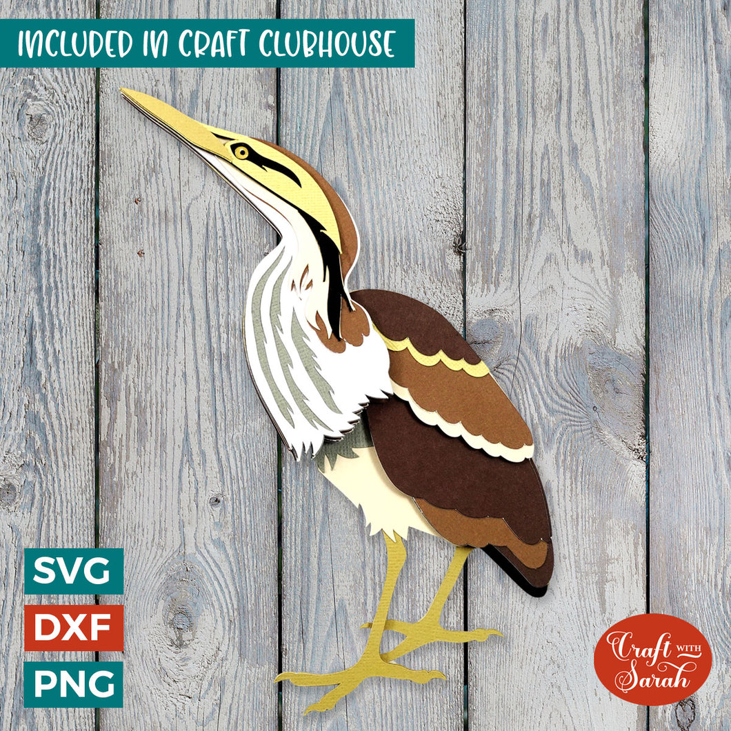 Bittern Bird SVG | Layered Bird Cutting File