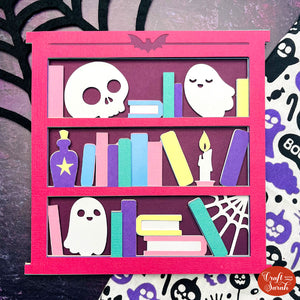 Ghost Library SVG | Layered Halloween Bookshelf Cut Files