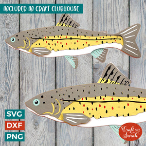 Trout SVG | Layered Brown Trout Fish Cutting File