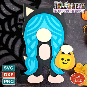 Trick or Treat Cat Gnome SVG | Female Halloween Gnome Cut File