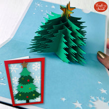 Load image into Gallery viewer, Christmas Popout Card SVG | Layered Christmas Tree Greetings Cutting File
