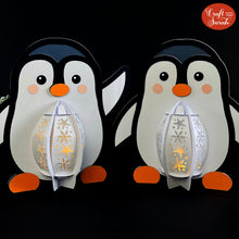 Load image into Gallery viewer, Penguin Lantern SVGs | Festive Winter Penguin Lantern Cutting File
