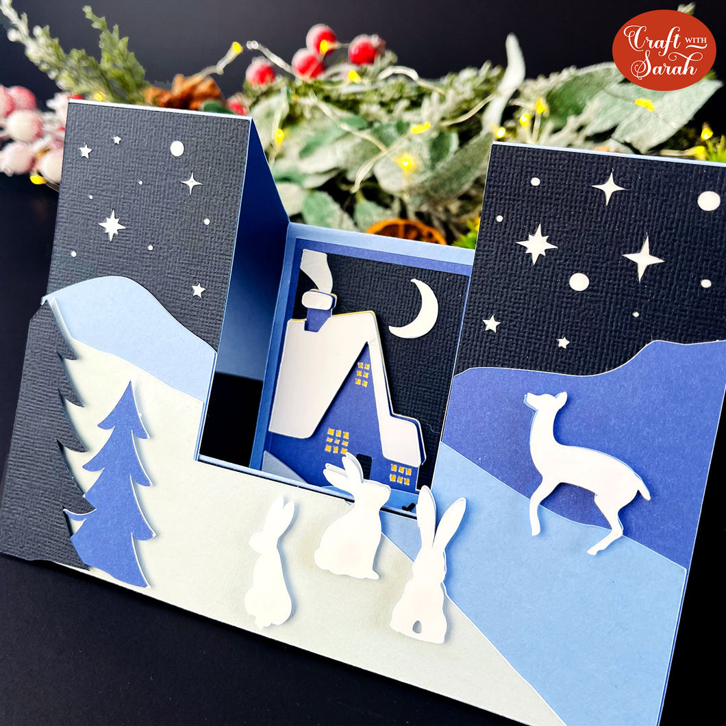 Winter Wonderland Stepper Card SVG | Layered Christmas Stepper Greetings Cutting File