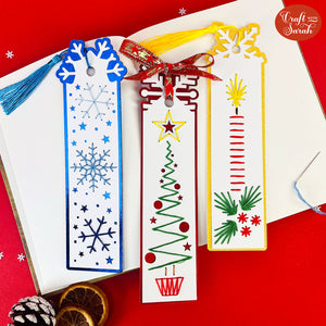 Christmas Bookmark SVGs | Paper Stitching Bookmarks Cutting File