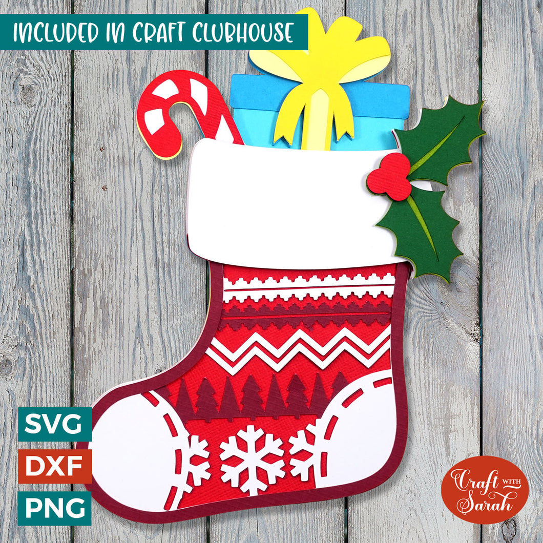 Christmas Stocking SVG | Layered Filled Stocking Cutting File