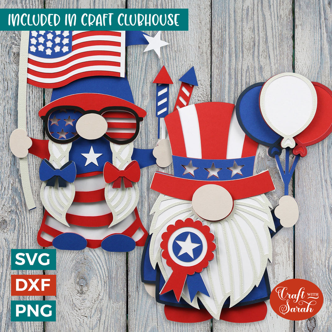 3D 4th July Gnome SVGs | Layered Patriotic USA Gnomes