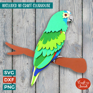 Amazon Parrot SVG | 3D Layered Parrot Cutting File