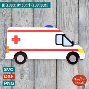 Ambulance SVG | 3D Layered Emergency Vehicle Cutting File