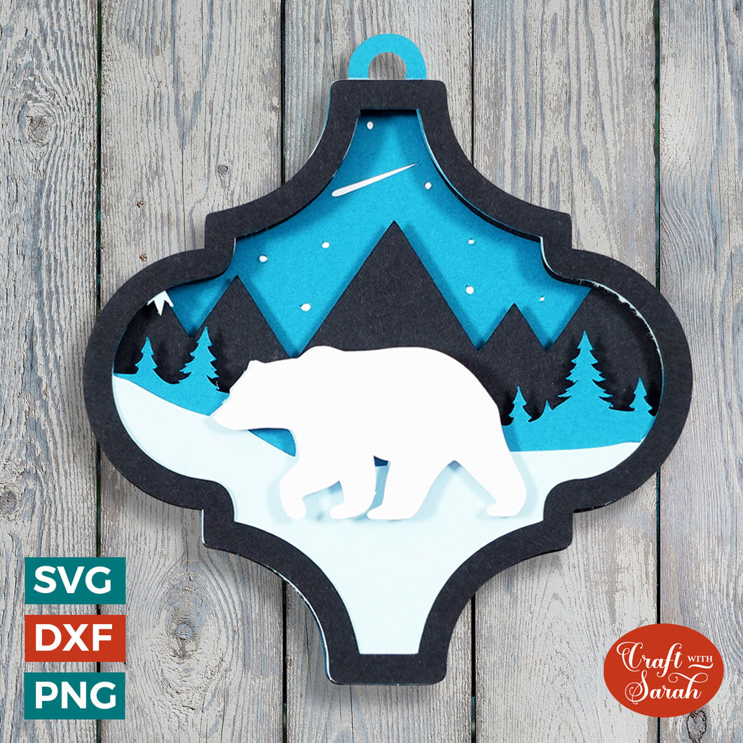 Polar Bear Christmas Arabesque Ornament Cut File | CCC23