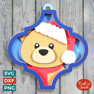 Teddy Bear Christmas Arabesque Ornament Cut File | CCC23
