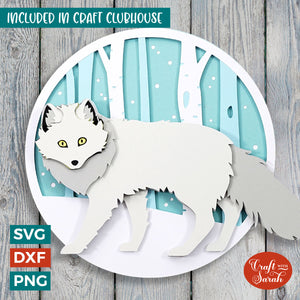 Arctic Fox SVG | 3D Layered White Fox Cutting File