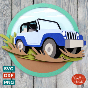 4X4 SVG | 3D Layered Vehicle in Mud Cutting File