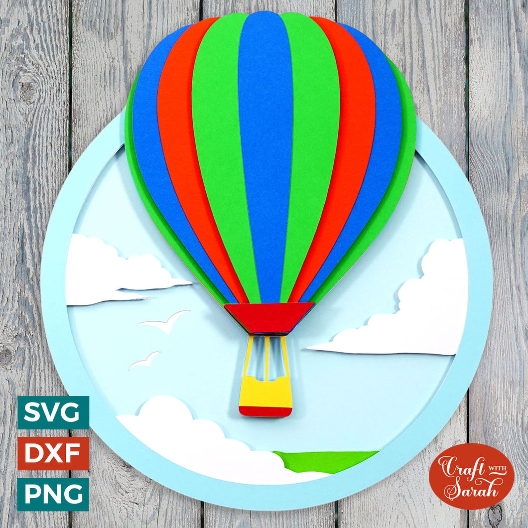 Hot Air Balloon SVG | 3D Layered Hot Air Balloon Cutting Files