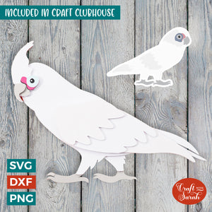 Bare-eyed Cockatoo SVG | 3D Layered Parrot Cutting File