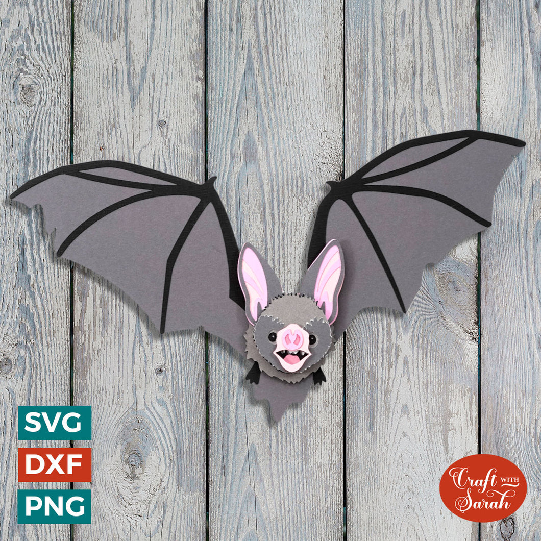 Bat in Flight SVG | Layered Halloween Bat Cutting File