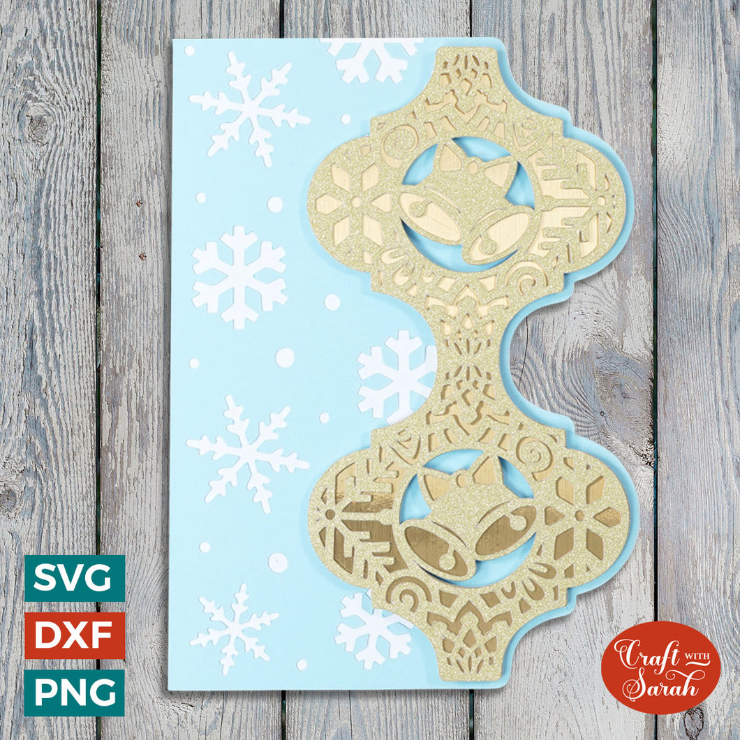 Festive Bells Greetings Card SVG | Christmas Side-Edge Card