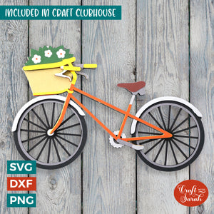 Bicycle SVG | 3D Layered Bike with Basket Cutting File