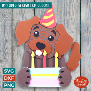 Birthday Dog SVG | 3D Layered Celebratory Party Dog Cutting File