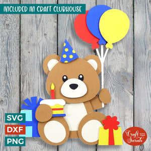 Birthday Teddy SVG | 3D Layered Male Party Teddy Bear Cutting File