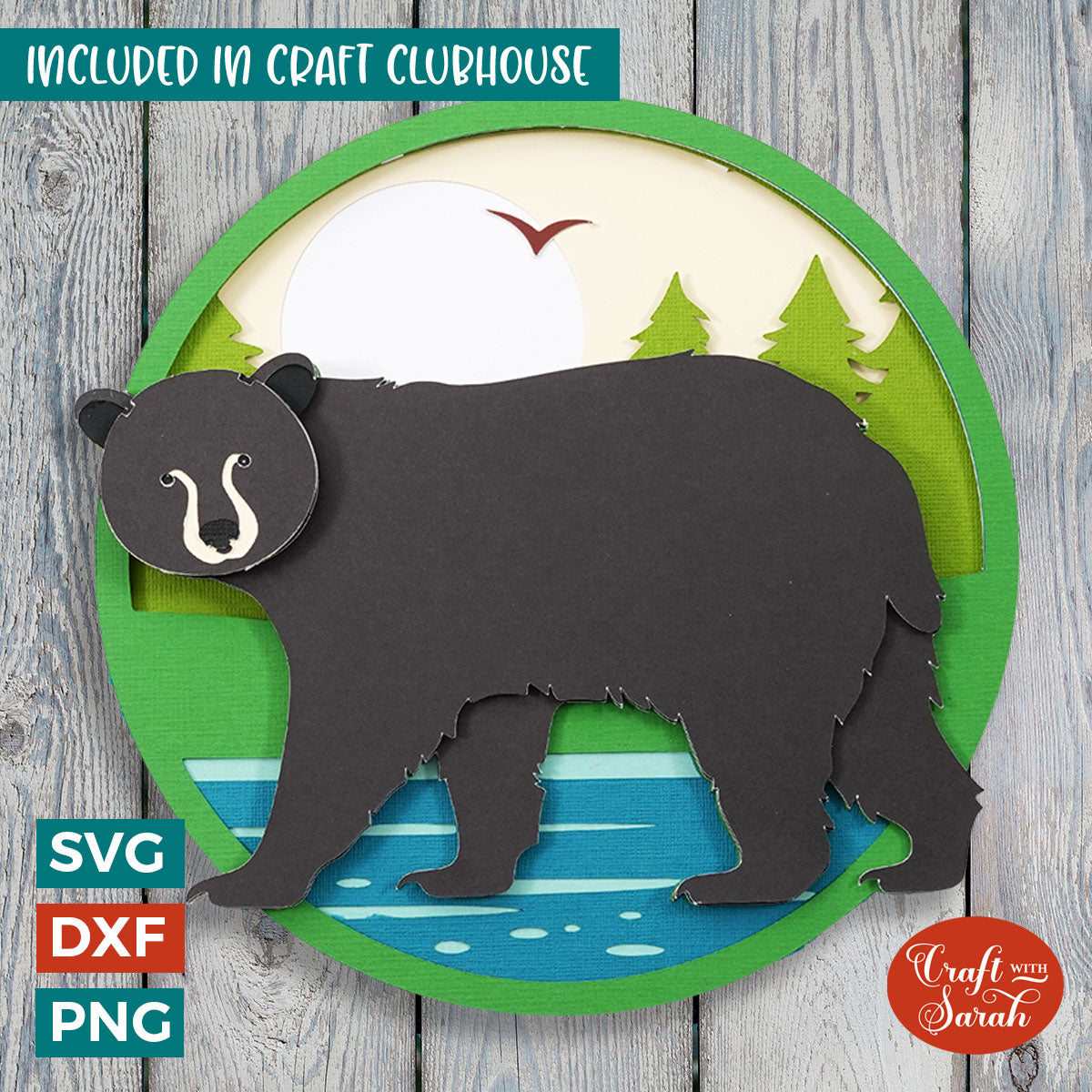 Black Bear SVG 3D Layered Bear in the Wild Cutting File Craft with