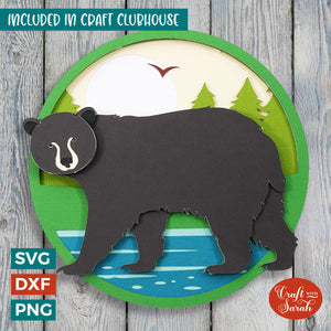 Black Bear SVG | 3D Layered Bear in the Wild Cutting File