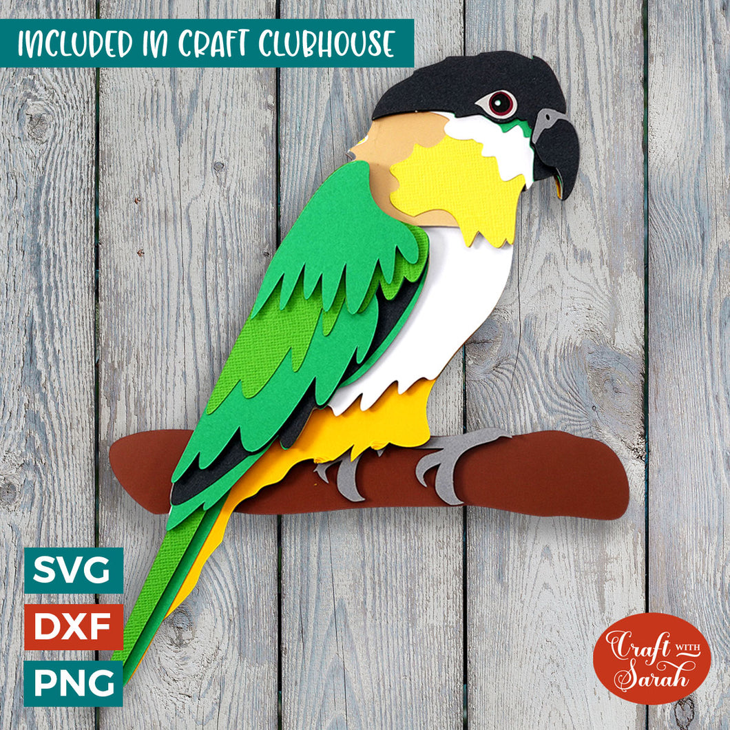 Black-headed Caique SVG | 3D Layered Bird Cutting File