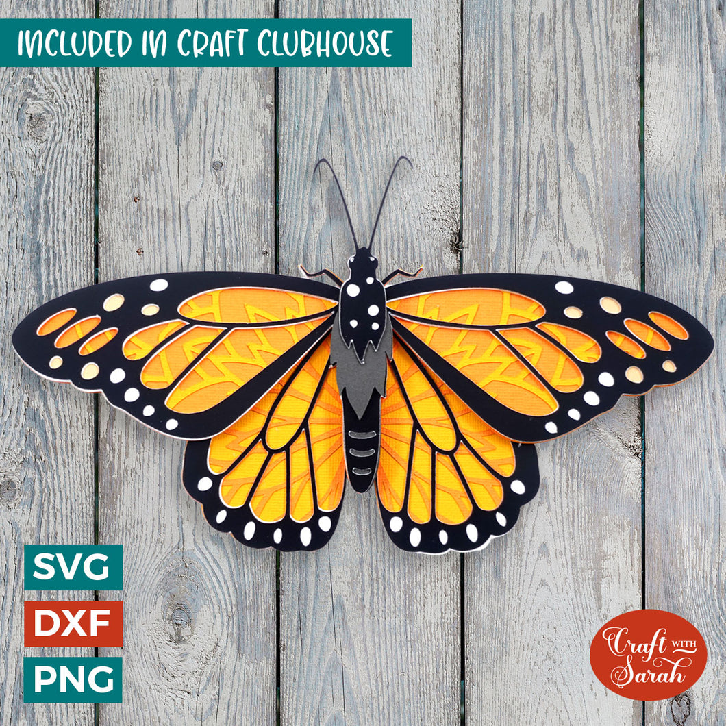Monarch Butterfly SVG | 3D Layered Monarch Butterfly Cutting File