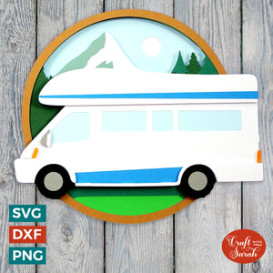 Campervan SVG | 3D Layered Camper Scene Cutting File