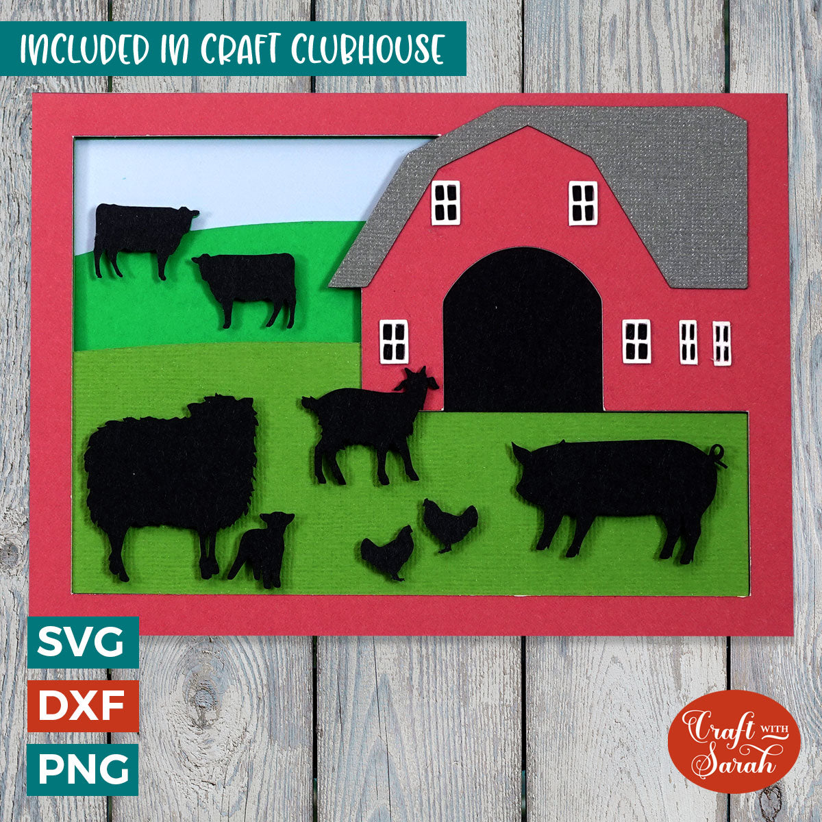 Farm Animals Card SVG | Layered Farm Greetings Card Cutting File ...