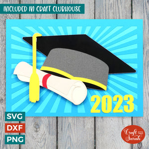 Graduation Hat and Diploma Card | Layered Mortar Board Graduation Greetings Card