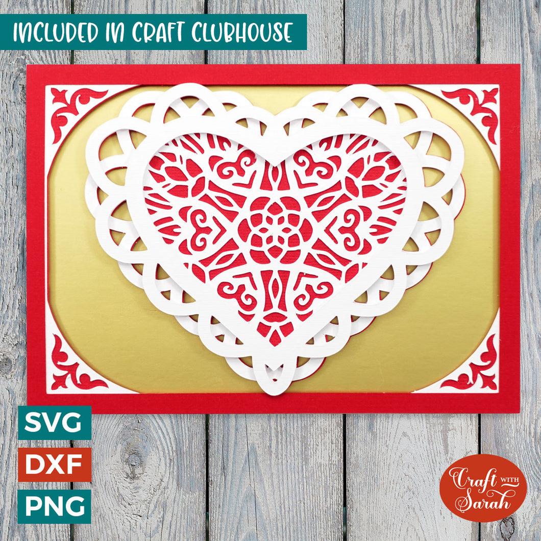 Lace Heart Layered Anniversary Card | Layered Love Heart Greetings Card