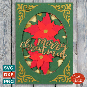 Christmas Poinsettias Layered Card Cut File | CCC23