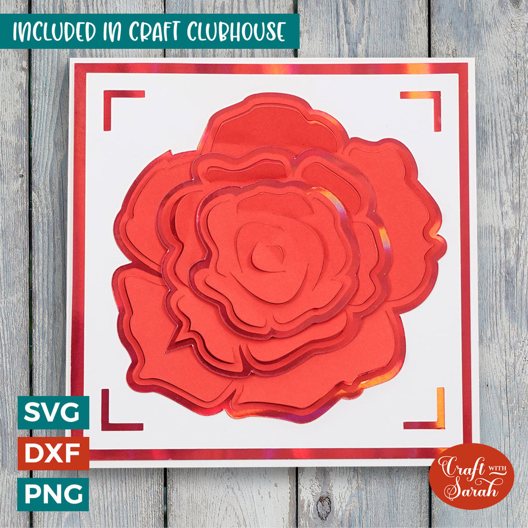 Rose Card SVG | Flower Popout Greetings Card Cutting File