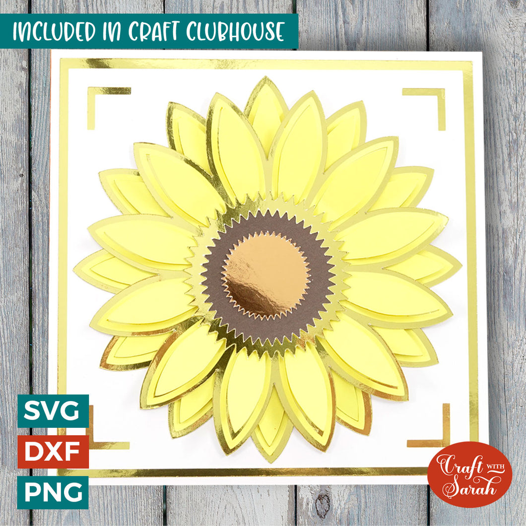 Sunflower Card SVG | Summer Flower Popout Greetings Card Cutting File