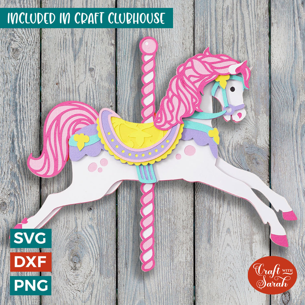 Carousel Horse SVG | 3D Layered Merry-Go-Round Horse Cutting File
