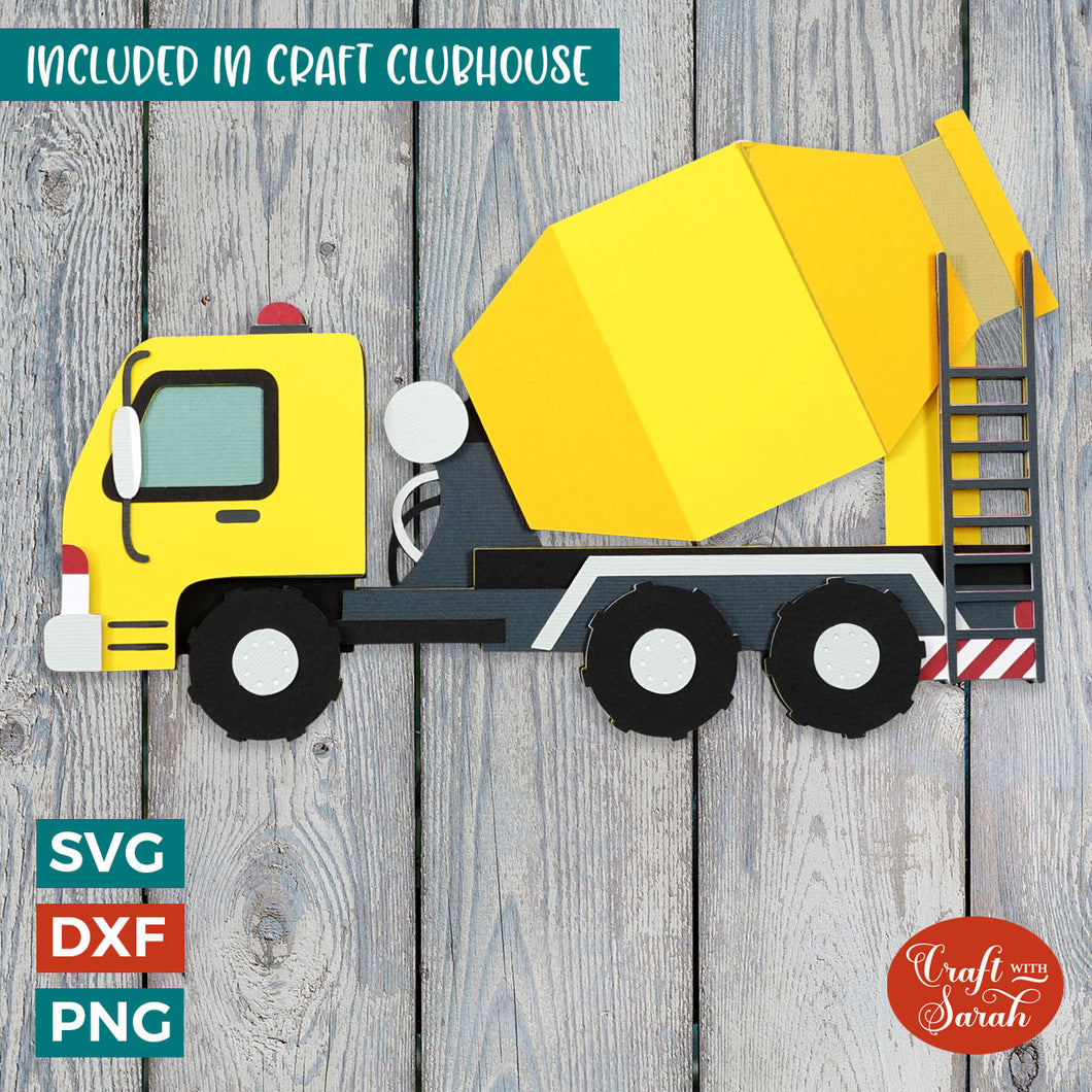 Cement Mixer SVG | Layered Vehicle Cut Files