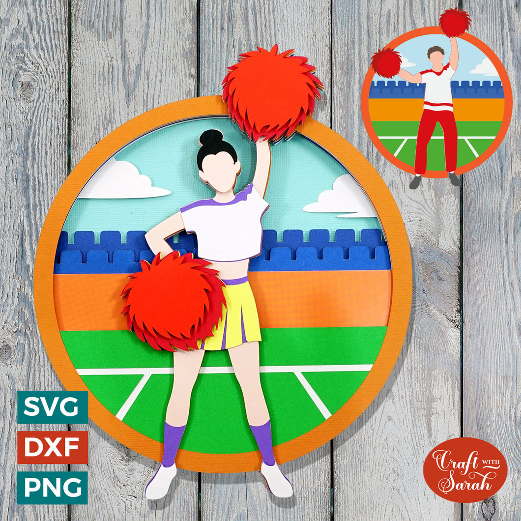 Cheerleading SVG | Male & Female Cheerleader Pom Poms Cut Files
