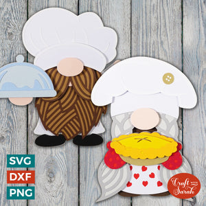 3D Chef Gnome SVGs | Layered Cooking Gnome Cut Files