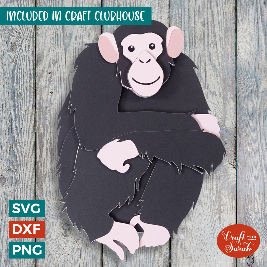 Chimpanzee SVG | 3D Layered Monkey Cutting File