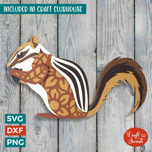 Chipmunk SVG | 3D Layered Woodland Animal Cutting File