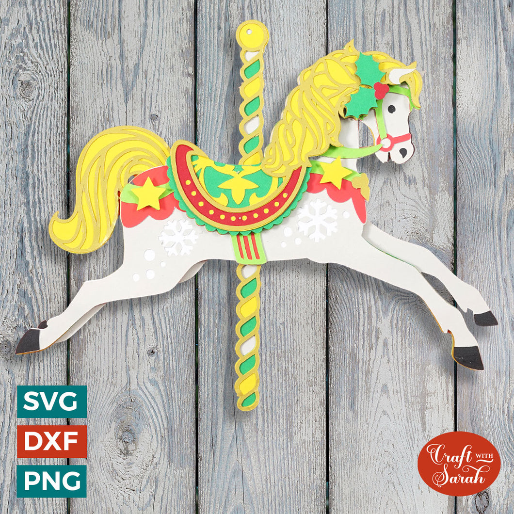 Christmas Carousel Horse Layered Cutting File | CCC23