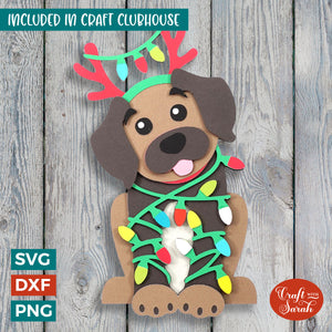 Christmas Dog in Lights SVG | 3D Layered Festive Dog Cutting File
