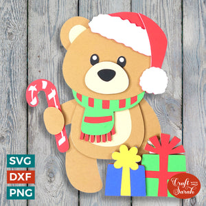 Christmas Teddy SVG | 3D Festive Male Teddy Bear Cutting File