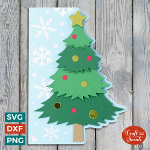 Christmas Tree Greetings Card SVG | Festive Side-Edge Card