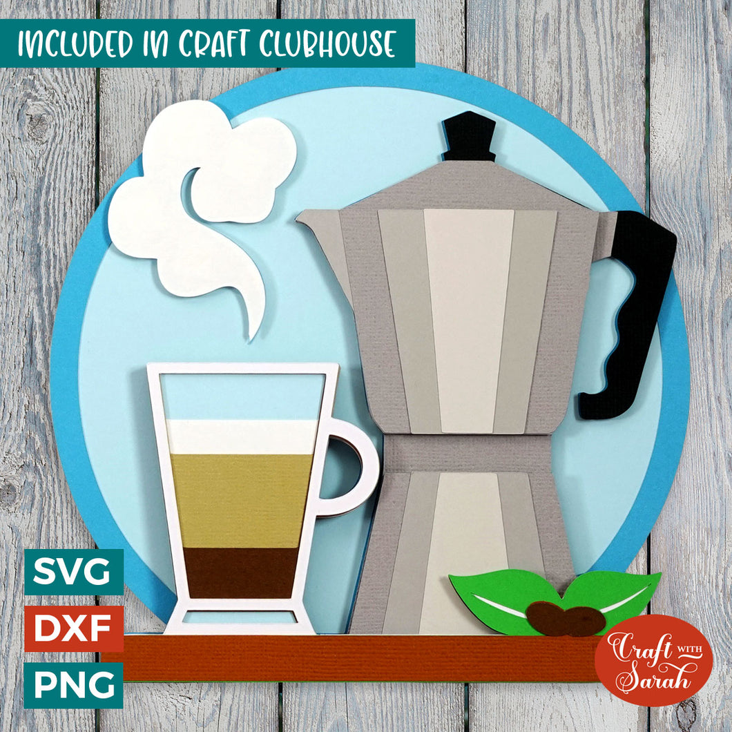 Coffee SVG | Layered Cafetiere Coffee Cutting File