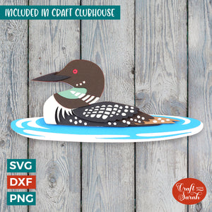 Common Loon Bird SVG | 3D Layered Water Bird Cutting File