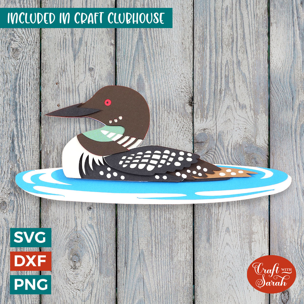 Common Loon Bird SVG | 3D Layered Water Bird Cutting File