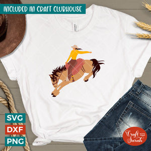 Bucking Cowgirl SVG |  Vinyl Cowgirl Bucking Horse Cutting File